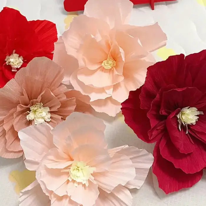 Crêpe papier fleur 3D papier de soie fleurs papillon pour mariage douche nuptiale fête d'anniversaire fond décoration murale fleurs bricolage