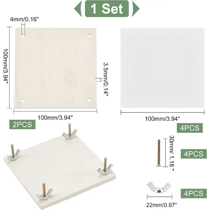 Kit de presse à fleurs en bois 4x4 pouces, ensemble de conservation des plantes et des feuilles pour