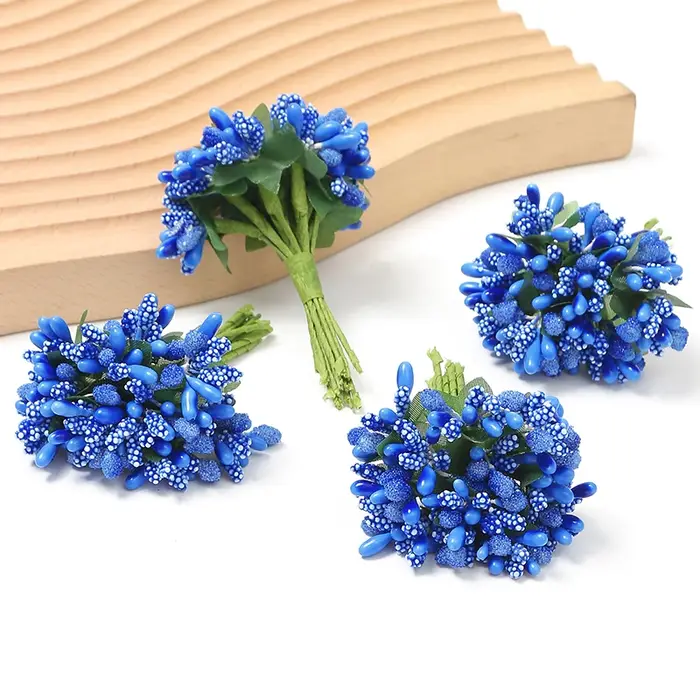 12 ~ 144 pièces/lot fleur artificielle petites baies étamine fil tige/feuilles de matériel bricolage couronne mariage Scrapbooking boîte décoration