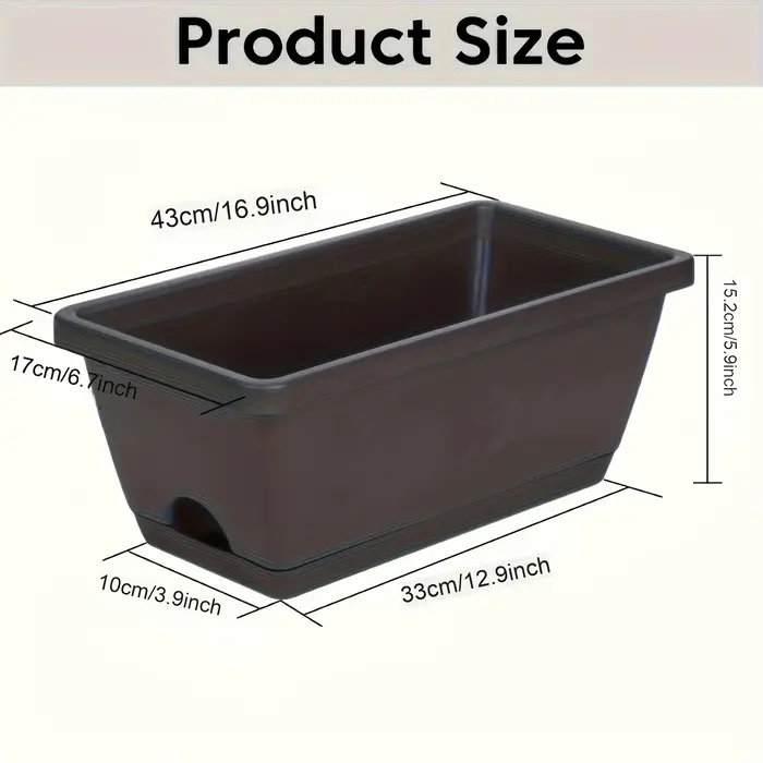 Lot de 3 jardinières rectangulaires pour fenêtre avec trous de drainage