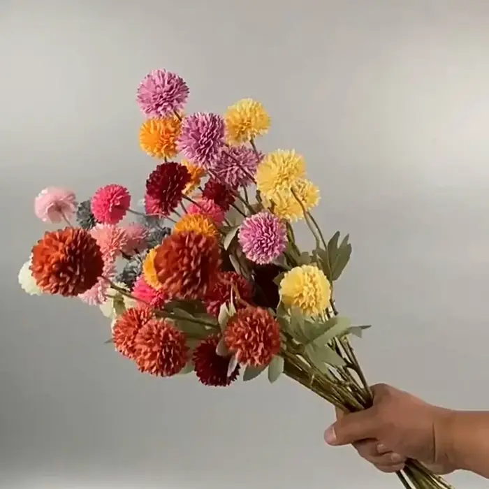 Fleurs artificielles bon marché à 5 têtes, chrysanthème, pissenlit, longue branche, pour décorations de mariage et de fête à domicile, fausses fleurs
