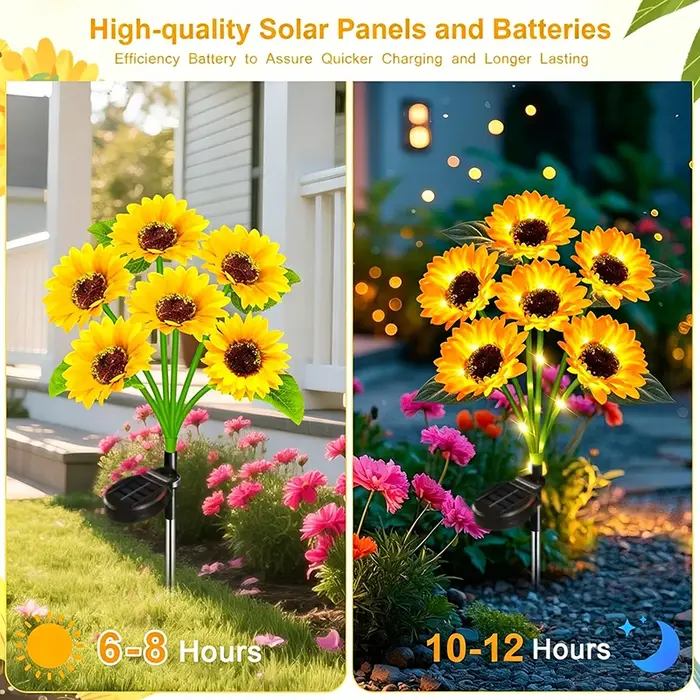 Lampes solaires LED en forme de tournesol