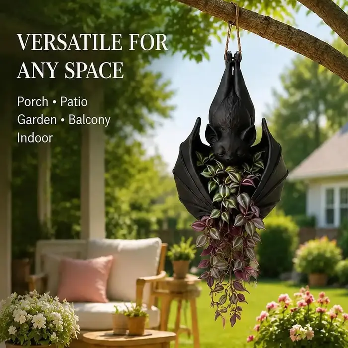 Jardinière suspendue gothique en forme de chauve-souris, pot de fleurs créatif en plastique, pot mur