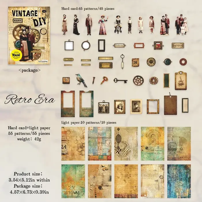 JIANWU rétro fait à la main série Vintage dentelle fleur paysage Collage décor matériel paquet créatif bricolage indésirable Journal papeterie