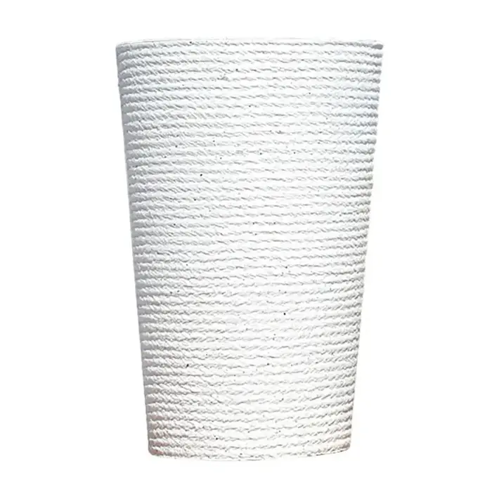 Support de plante décoratif texturé moderne, jardinière ronde haute pour plantes d'intérieur et d'extérieur, pot de fleurs rond à l'aspect pierre pour intérieur.