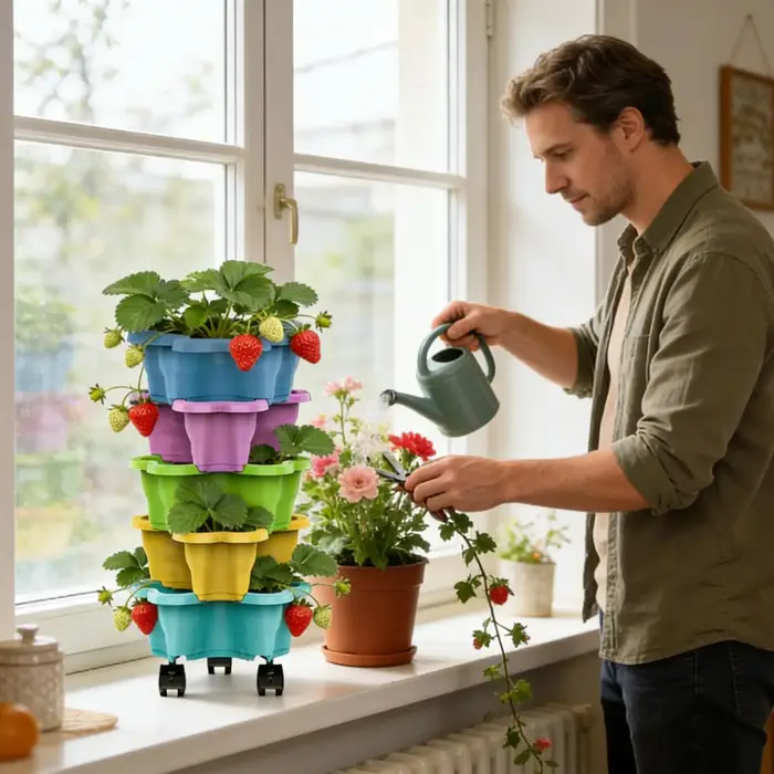 Tour verticale à 4/5 niveaux pour pots de fleurs