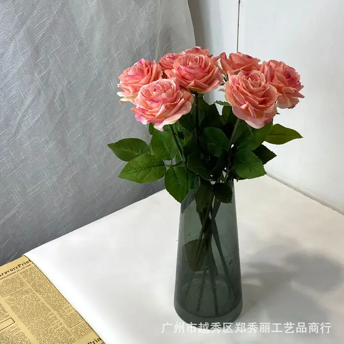 Lot de 5 roses artificielles Alice à tête unique