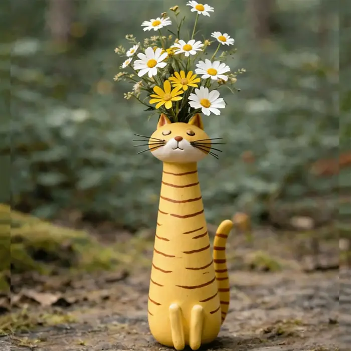 Vase à fleurs amusant et mignon en forme de chat