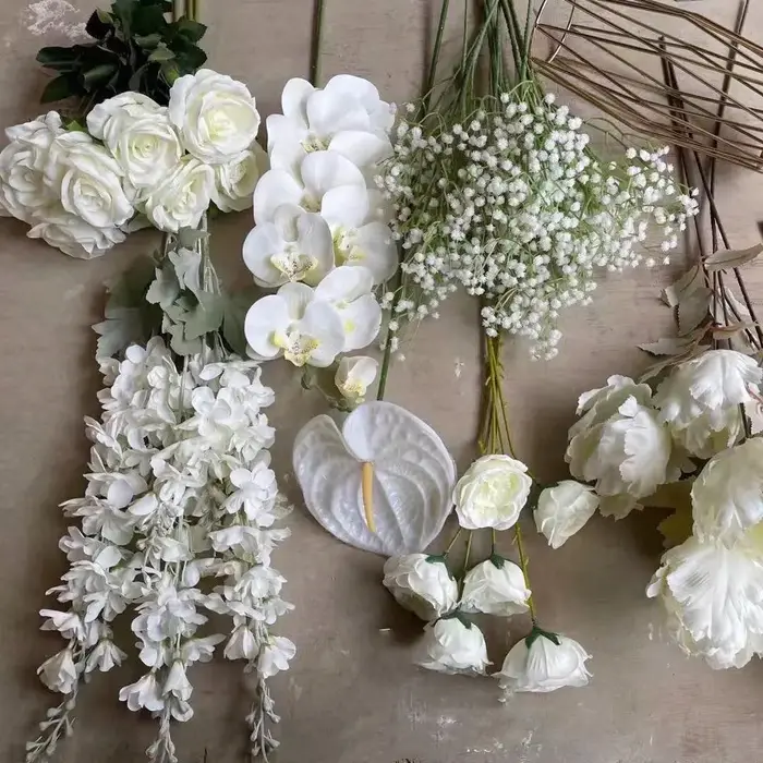 Rose artificielle blanche pour décoration de mariage