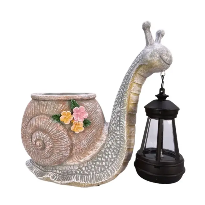 Statue de Escargot en Résine, Pot de Plantes Écologique Résistant au Soleil, Pot de Fleurs Décoratif