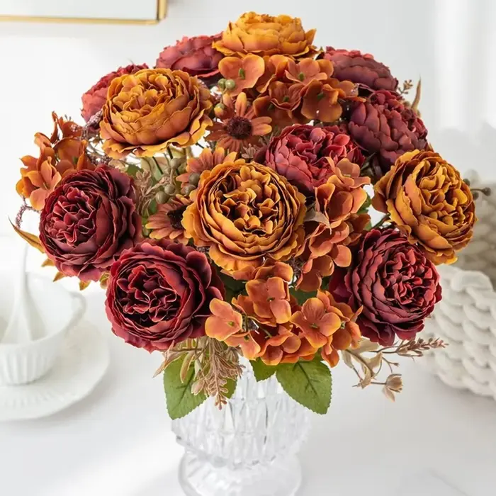 Fleur artificielle soie pivoine persane cour extérieure jardin Festival de mariage Bouquet de mariée Accueil Table bricolage cadeau boîte Scrapbook Decor