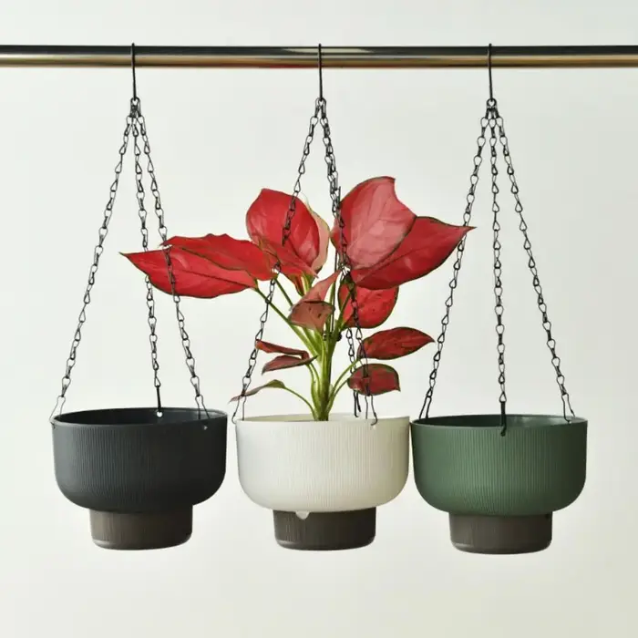 Pots de fleurs suspendus auto-arrosants blancs