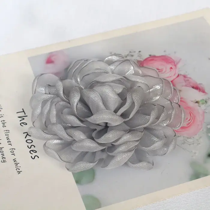 Grande fleur en gaze d'organza pour bricolage, robe de mariée, vêtements, chaussures, chapeaux, déco