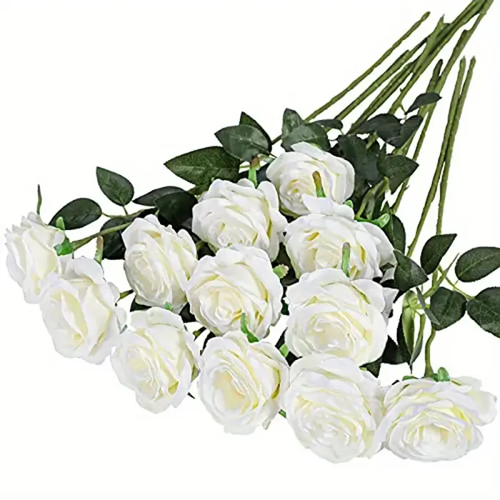 Bouquet de roses artificielles réalistes, 12 pièces, pour mariages, anniversaires et plus encore pou