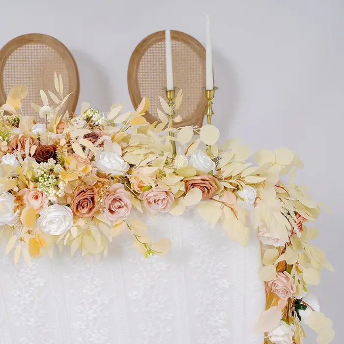 C8638 série Champagne avec Pampas herbe Table fleur église mariage réception Center Arrangement Floral fête événement décor accessoires