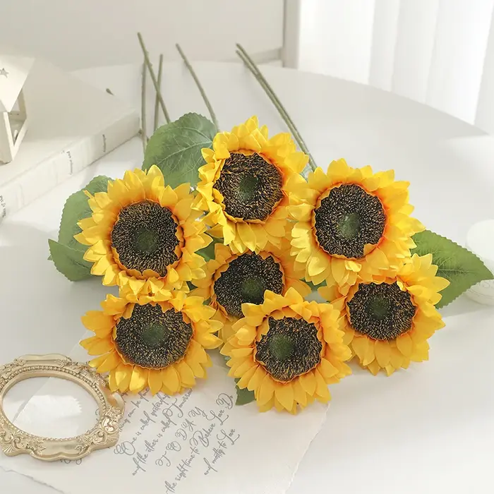 Bouquet de fleurs artificielles tournesol, 26cm, décoration d'automne pour jardin extérieur, arrange