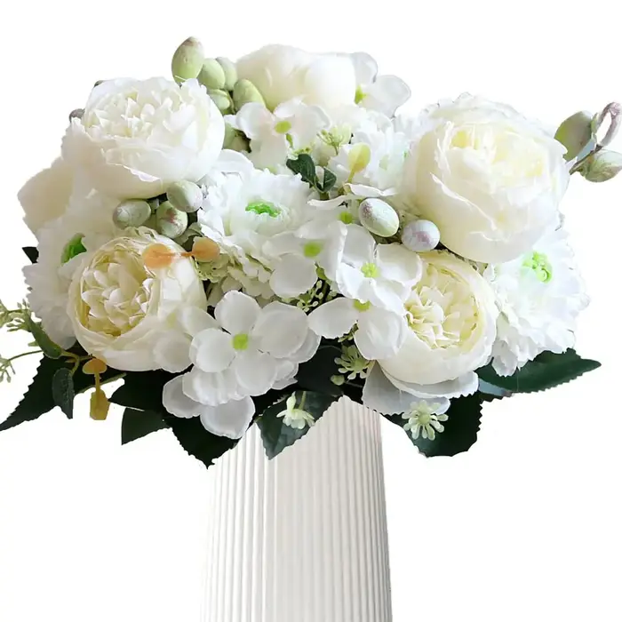 Fleurs artificielles Vénus rose Bouquet Soie Rose Vase Décor À La Maison Jardin De Mariage Décoratif