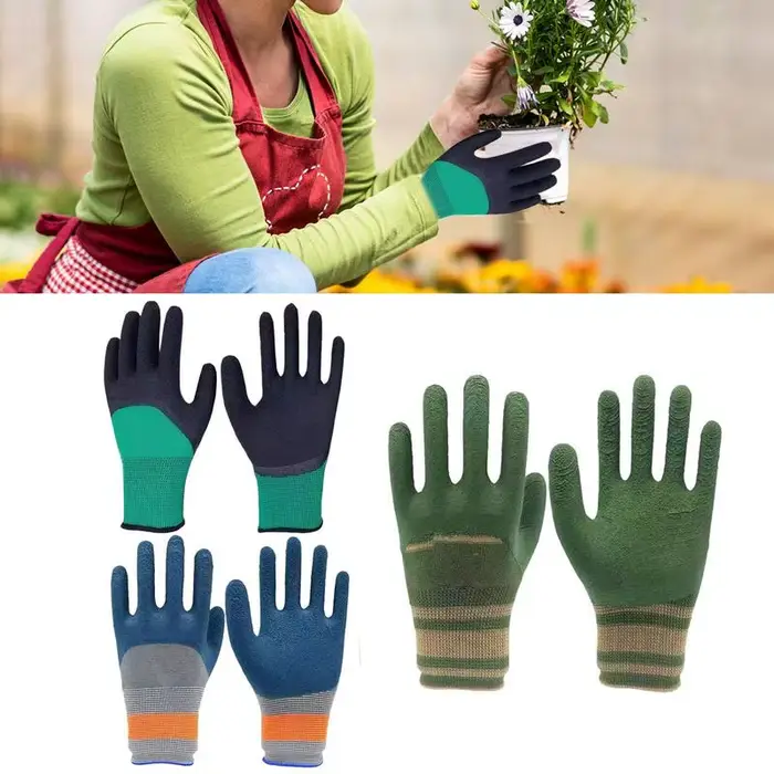 1 paire de gants de jardinage en Latex, imperméables, horticoles, équipement de protection antidérap