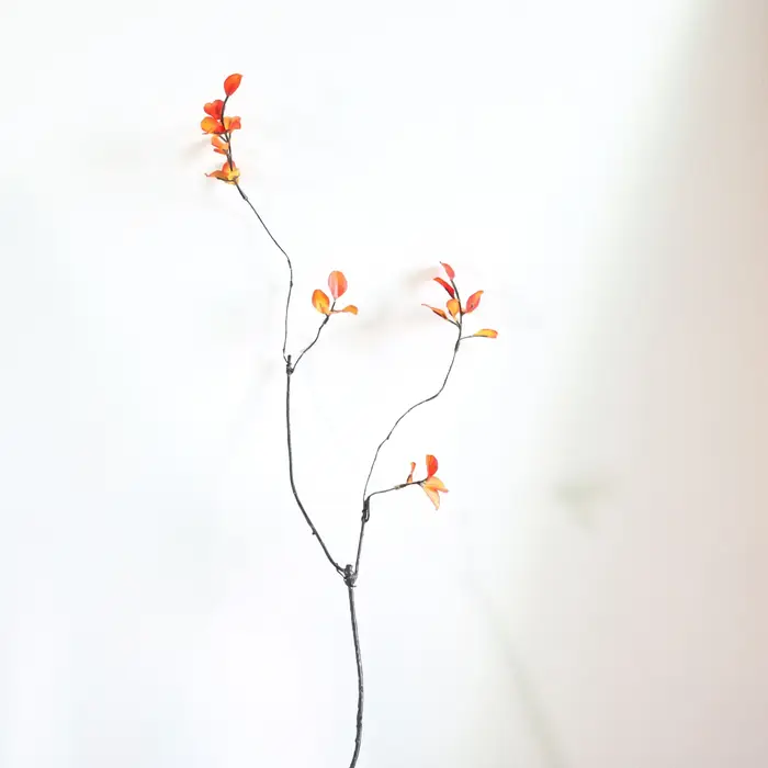Plante Artificielle en Rotin pour Décoration de Maison, 57cm, Cuir oral elu Rouge d'Érable, Modèle d
