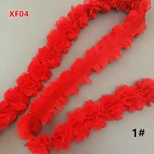 Fleurs en mousseline de soie 3D, 26 fleurs, 14 couleurs, bricolage, 5cm de largeur, garniture en den