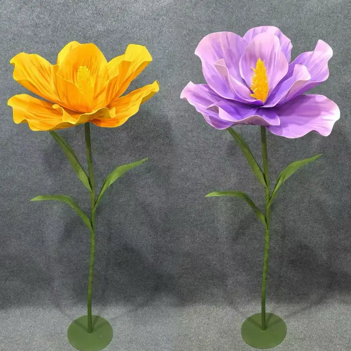 Fleur artificielle géante en mousse Hibiscus de 170 cm avec support pour événements