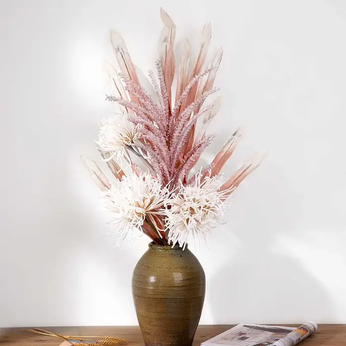 Grandes fleurs artificielles rétro pour décoration de bureau