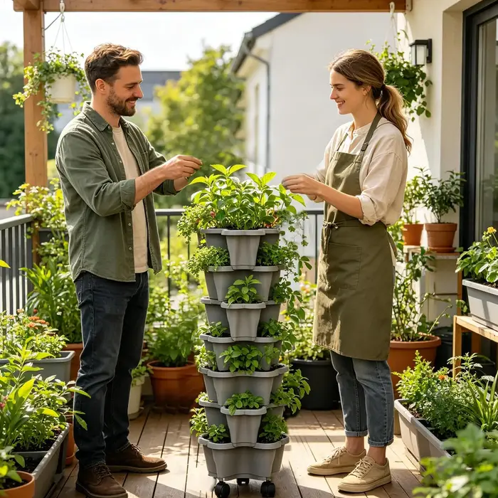Nouveau pot de fleurs vertical empilable