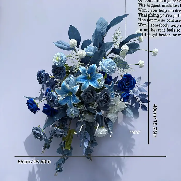 Haze bleu fleur extérieure fleurs artificielles décoration de mariage accrocher fleur rangée route p