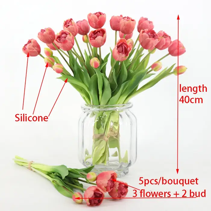 Nouveau tulipe en Silicone fleur artificielle Bouquet au toucher réel 40CM fleurs décoratives de luxe pour la maison salon déco Flores fausse plante