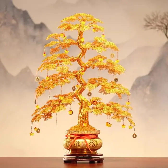 Arbre à argent tressé artisanal Feng Shui