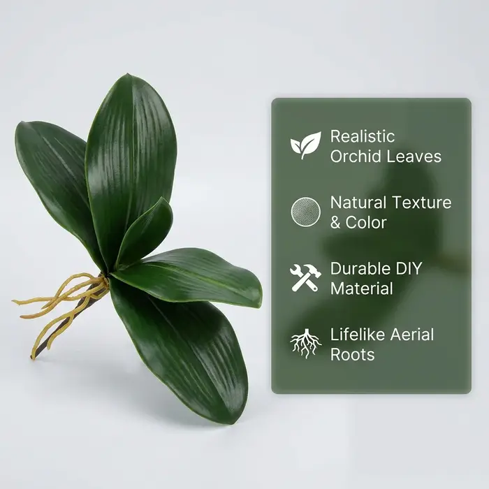 Feuilles d'orchidée artificielles, plante Phalaenopsis réaliste avec racines, fausse verdure pour la décoration intérieure, arrangement de mariage