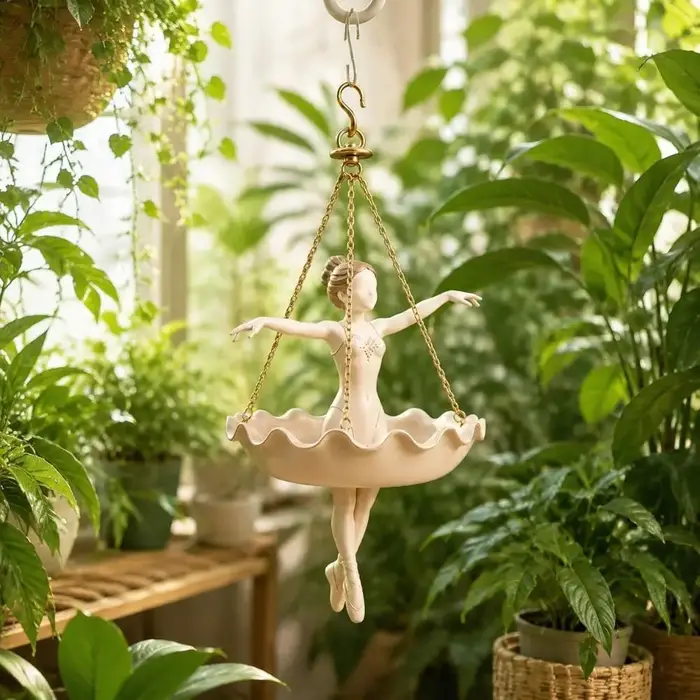 Pot de fleurs suspendu en résine en forme de ballerine, pour plantes suspendues d'intérieur, balcon, véranda, décoration de jardin