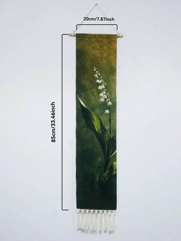 Tapisserie murale vintage à motif floral de muguet, macramé à franges, décoration murale pour chambr