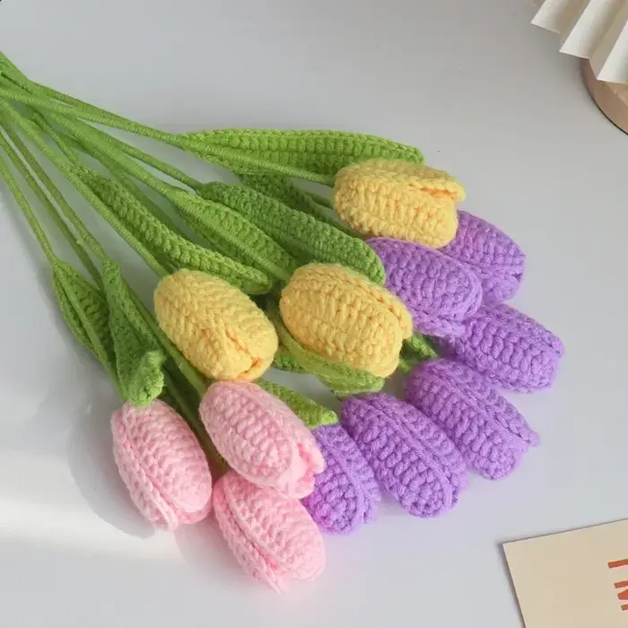 Bouquet de tulipes tricoté au Crochet