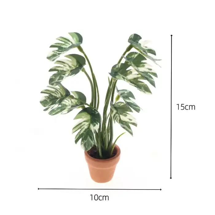 Plante Monstera Miniature délicate pour maison de poupée 1/12, en pot pour micro-paysage de jardin