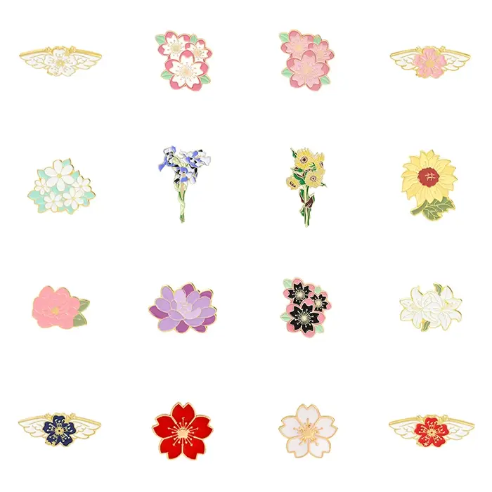 Broches en émail de la série fleurs