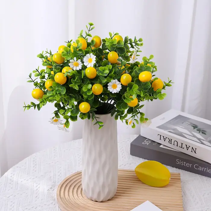 Branche de fleurs artificielles en eucalyptus citronné de 30 cm pour la décoration de la maison