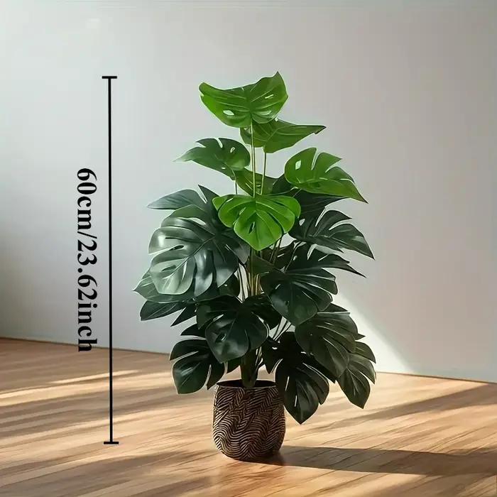 Arbre artificiel en plastique réaliste en forme de figuier à feuilles de violon, plante verte pour l