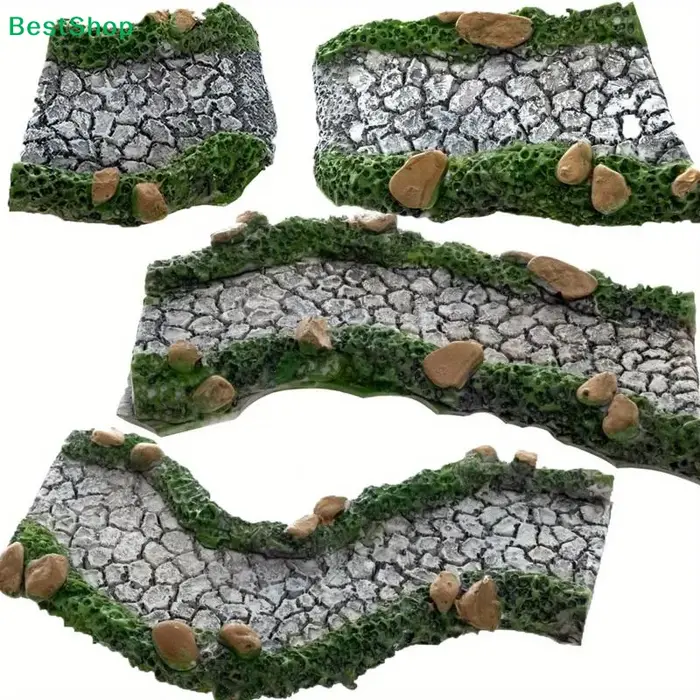 Ornements de jardin en pierre miniature - Allée en résine au design mousse et roche pour jardins féeriques