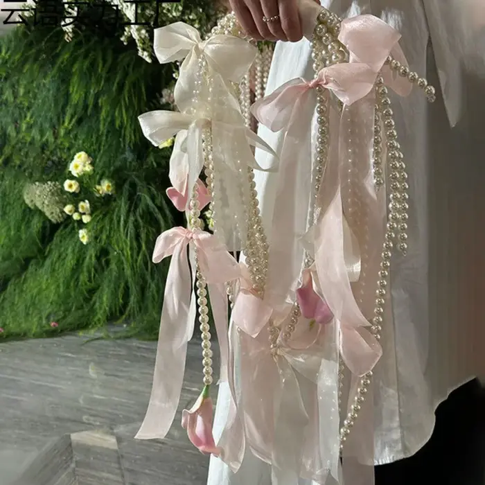 Bouquet de fleurs artificielles de luxe avec perles pour mariage