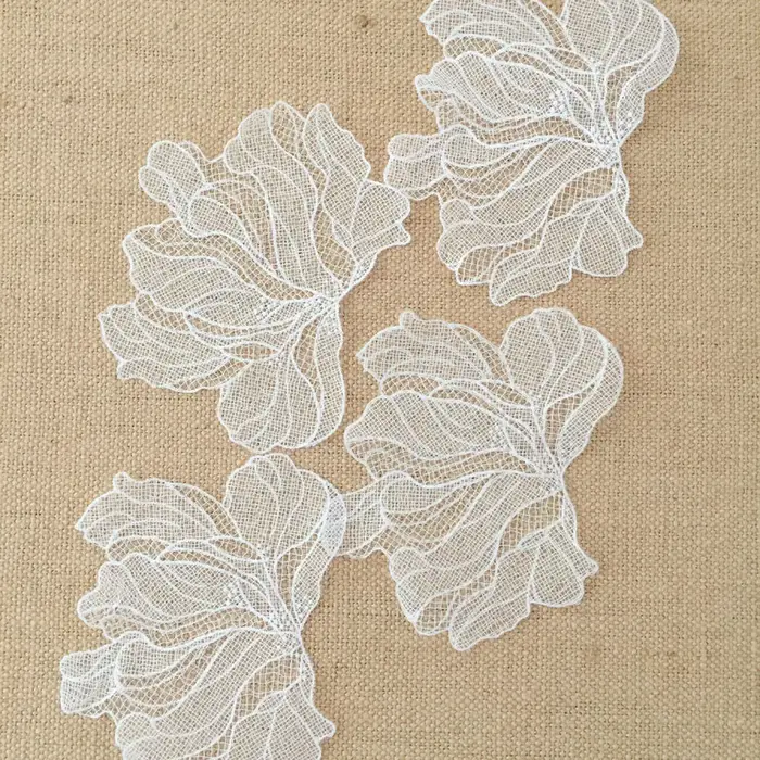 Patch de fleurs en maille blanche, 5 pièces, Appliques Bauhinia, réparation de mariage, 18x11cm