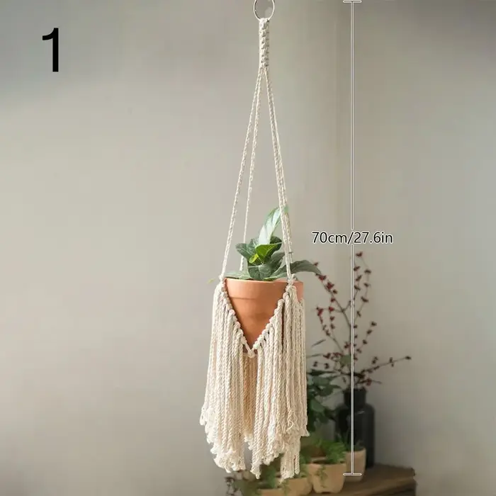 Porte-plantes suspendus en macramé pour salon intérieur