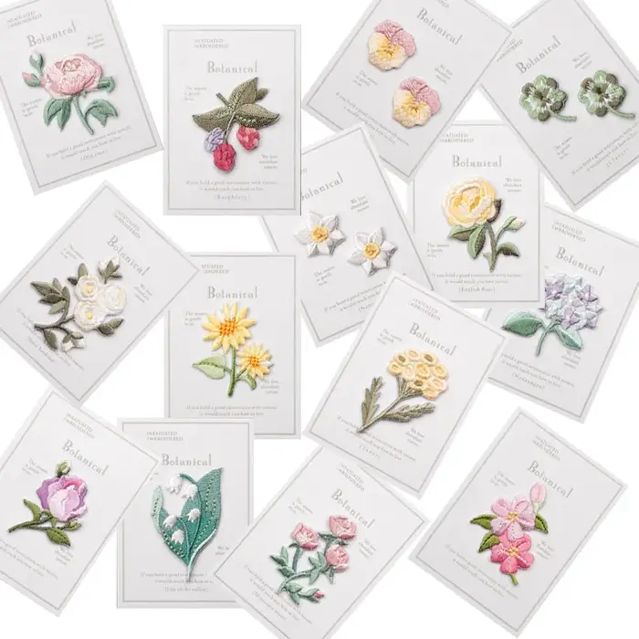 Autocollants brodés de fleurs, patchs à repasser, pour vêtements