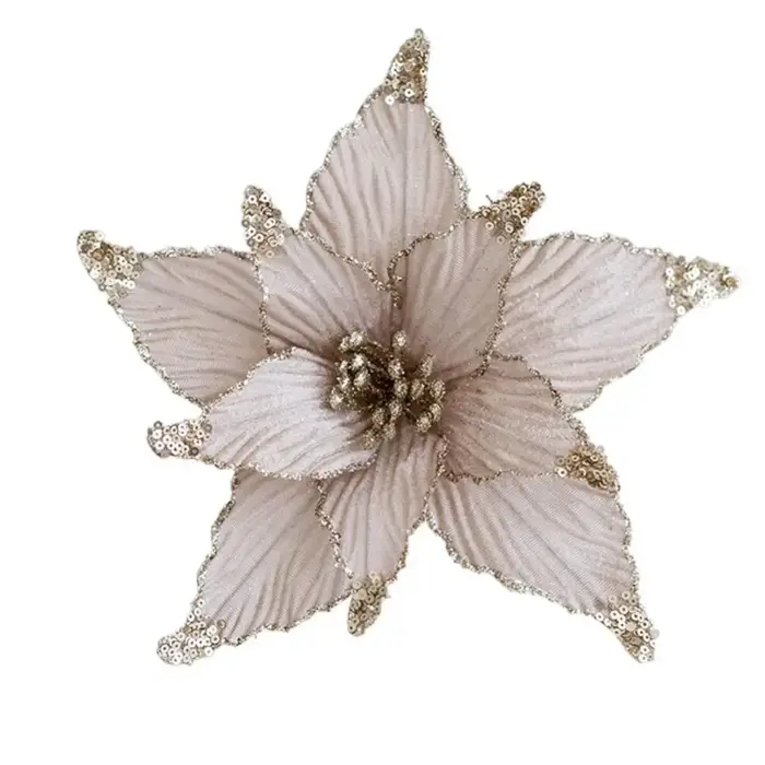 Fleurs de Noël scintillantes de haute qualité, faites à la main, faciles à utiliser, fleurs artifici