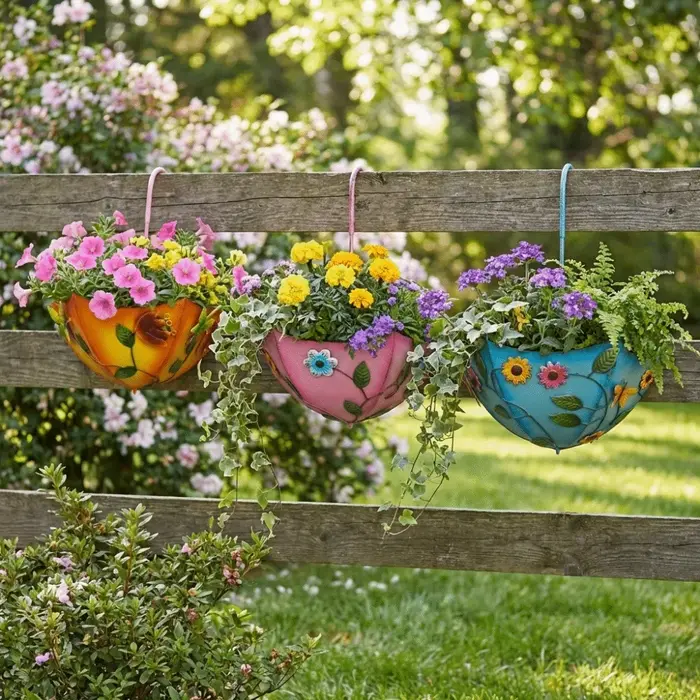 Pot de fleurs en forme de parapluie en fer