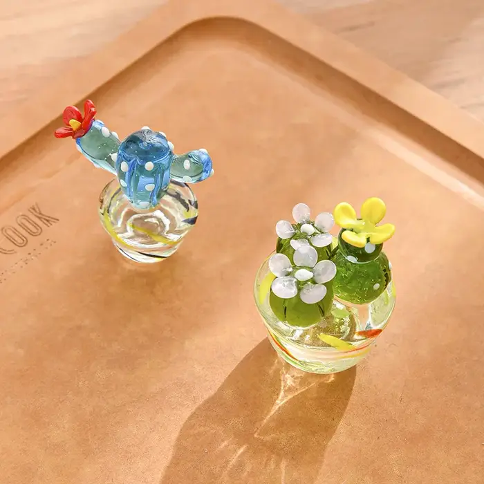 Figurines de Cactus en verre de Murano faites à la main