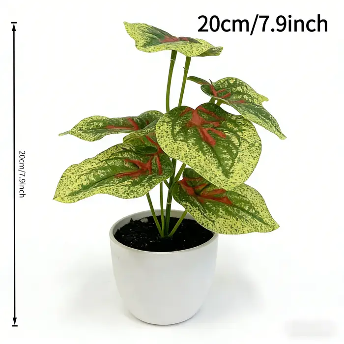 Caladium artificiel marbré rouge de 20 cm (7