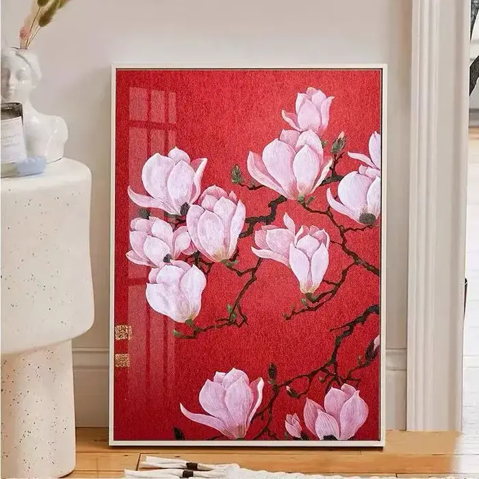 D--Yulan Flower Diamond Art 2 - Décor floral artistique rétro haut de gamme pour le salon - Point de