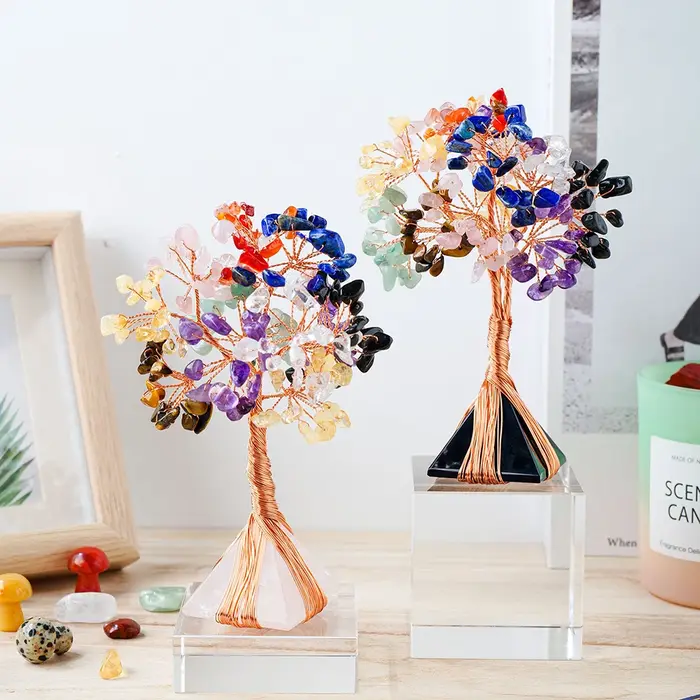 Arbre d'argent en Quartz Rose naturel