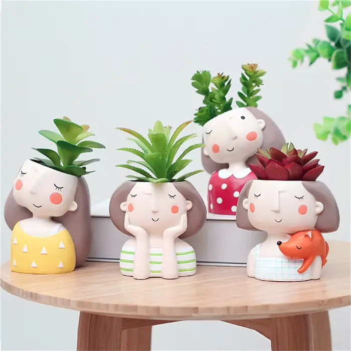 Jardinières succulentes Pots de fleurs Pot de plante de Cactus belle tête de fille bonsaï Pots de ja